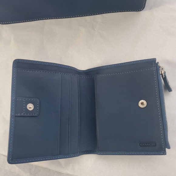 Coach "Demi" Blue Leather Crossbody Handbag - Picture 11 of 11